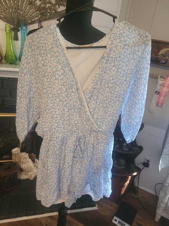 Altar'd State Pants - Altar'd State Light Blue & White Floral Romper